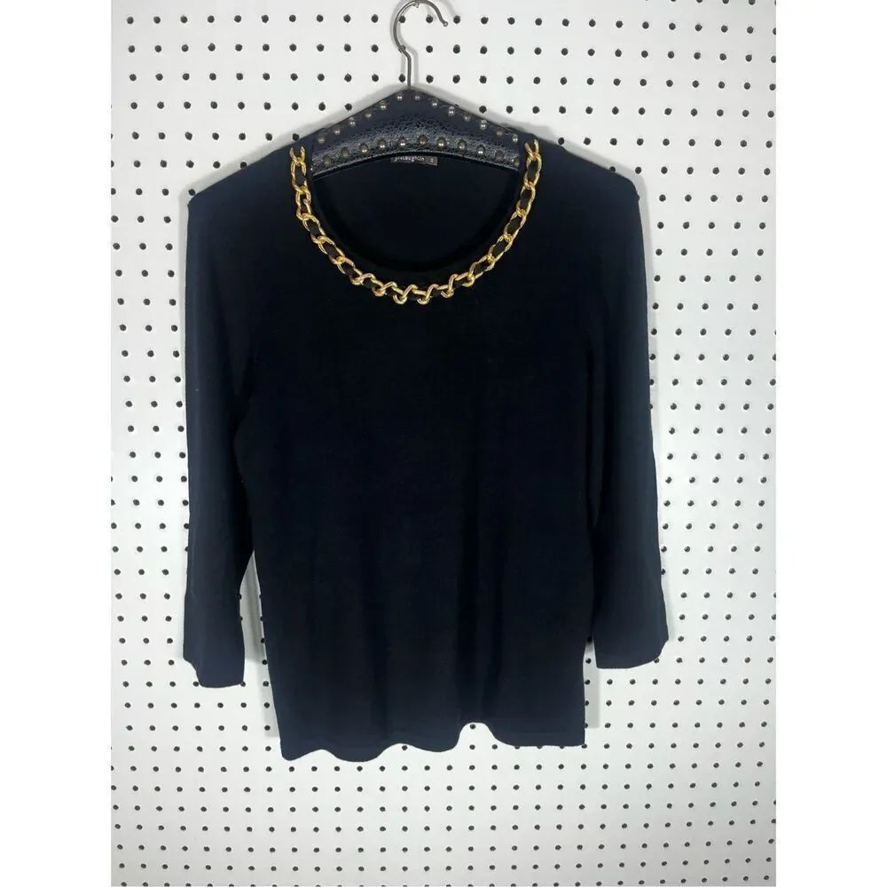 J.McLaughlin gold chain scoop neck sweater size S